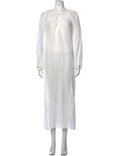 Pre-owned Mikoh Tie Neck Long Dress In White
