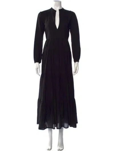 Pre-owned Mikoh V-neck Long Dress In Black
