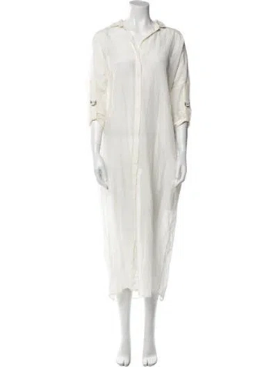 Pre-owned Mikoh V-neck Long Dress In White