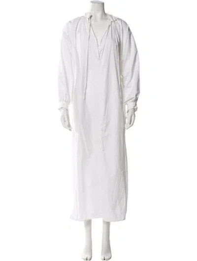 Pre-owned Mikoh V-neck Long Dress In White
