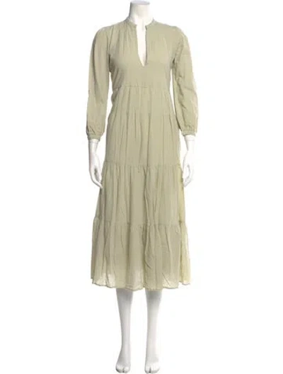 Pre-owned Mikoh V-neck Midi Length Dress In Green