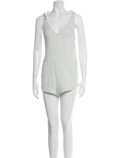 Pre-owned Mikoh V-neck Romper In Green