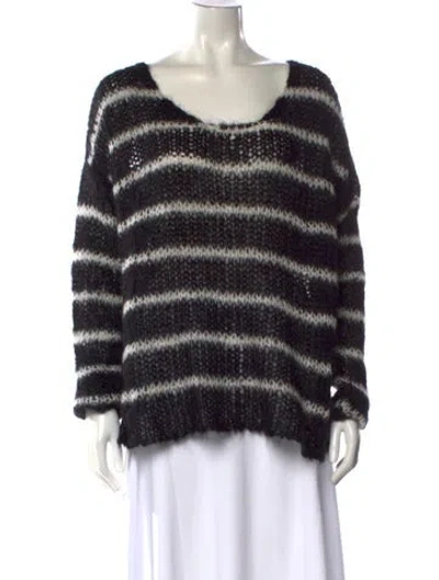 Pre-owned Mikuta Mohair Striped Sweater In Black