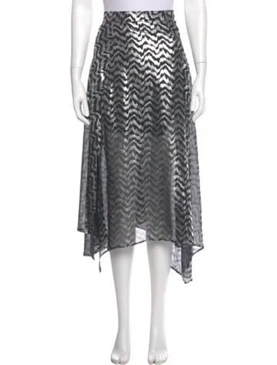 Pre-owned Mikuta Printed Midi Length Skirt In Silver