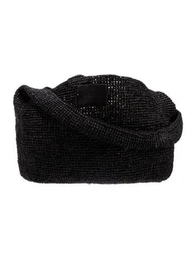 Pre-owned Mikuta Straw Shoulder Bag In Black