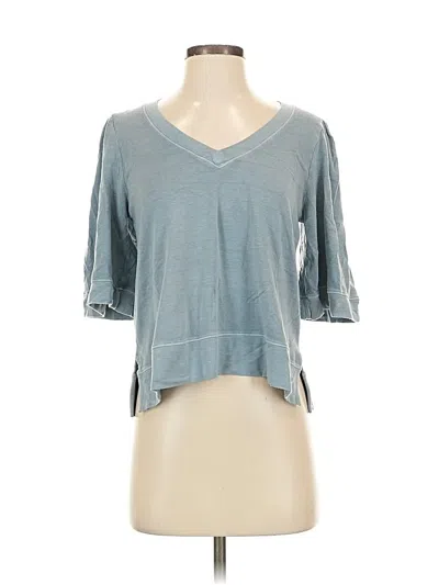 Pre-owned Mila 3/4 Sleeve Top Teal V Neck Tops In Blue