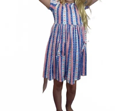 Mila & Rose Kids' Girl All American Pocket Twirl Dress In Red, White, And Blue Print