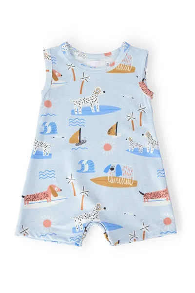 Mila & Rose Kids Surf's Pup Romper In Blue