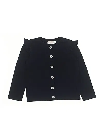 Pre-owned Mila & Rose Kids' Long Sleeve Top Black Ruffles Neckline Tops