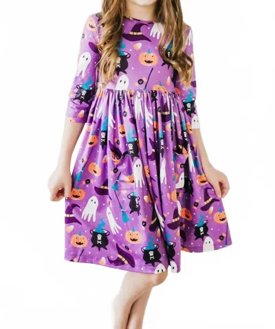 Mila & Rose Kids' Three Quarter Sleeve Pocket Twirl Dress In No Tricks Just Treats In Multi