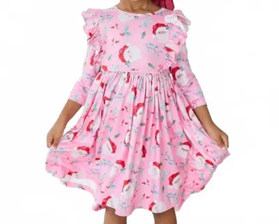 Mila & Rose Kids' Three Quarter Sleeve Ruffle Twirl Dress In Jolly Old Saint Nick In Multi