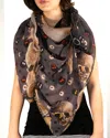 Mila & Such Bare Bones Wool-silk Scarf In Black / Gray