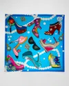 Mila & Such Fabulous In Heels Graphic-print Scarf In Blue