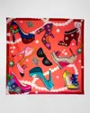 Mila & Such Fabulous In Heels Graphic-print Scarf In Orange