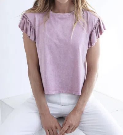 Mila Los Angeles Flutter Sleeve Tee In Vintage Pink In Purple
