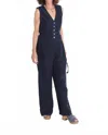 Mila Los Angeles Linen Trouser In Navy In Blue