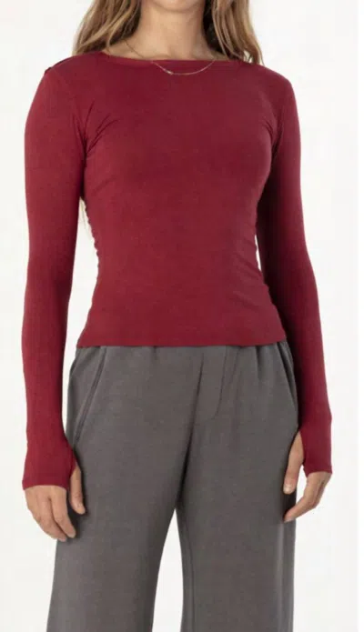 Mila Los Angeles Long Sleeve Jersey Crew Crimson In Pink