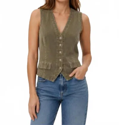 Mila Los Angeles Thin Wale Cord Vest In Mushroom In Green