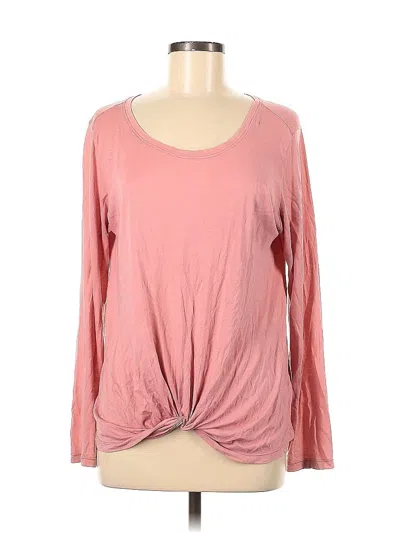 Pre-owned M.i.l.a. Made In Los Angeles Long Sleeve Top Pink Keyhole Neckline Tops