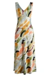 Mila Mae Abstract Floral Maxi Dress In Abstract Multi Colored