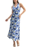 Mila Mae Abstract Floral Maxi Dress In Blue