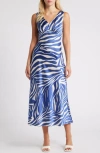 Mila Mae Abstract Floral Maxi Dress In Navy Cream