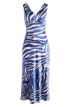 Mila Mae Abstract Floral Maxi Dress In Navy Cream