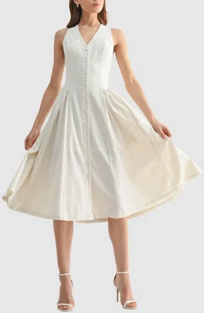 Mila Mae Button-up Midi Dress In Brown