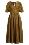 Mila Mae Dolman Sleeve A-line Dress In Olive