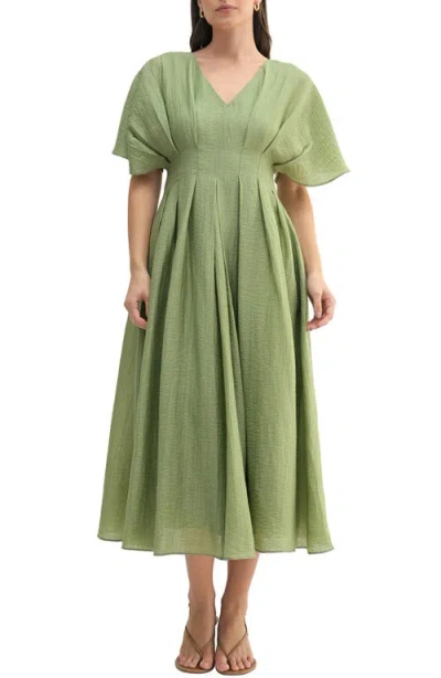 Mila Mae Dolman Sleeve A-line Dress In Sage