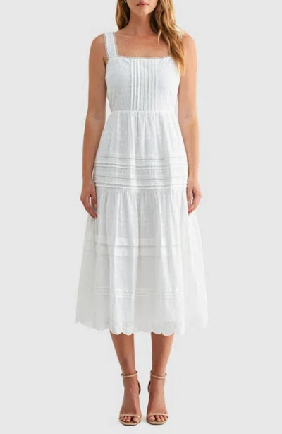 Mila Mae Embroidered Cotton Fit & Flare Midi Sundress In White