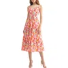 Mila Mae Floral A-line Midi Sundress In Red Multi Floral