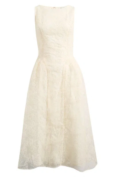 Mila Mae Floral Embroidered Fit & Flare Midi Dress In Neutral