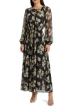 Mila Mae Floral Long Sleeve Maxi Dress In Multi