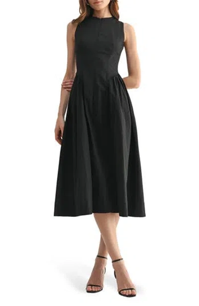 MILA MAE MILA MAE FRONT ZIP SLEEVELESS FIT & FLARE MIDI DRESS