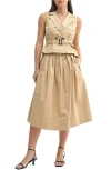 Mila Mae Halter Neck A-line Midi Dress In Taupe