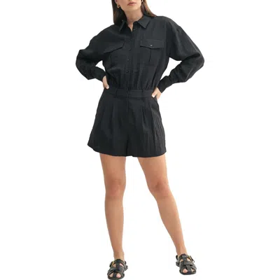 Mila Mae Long Sleeve Romper In Black