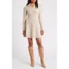 Mila Mae Whip Stitch Polo Sweater Dress In Mocha