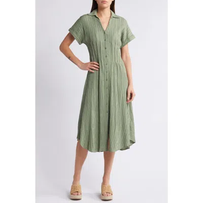 Mila Mae Midi Shirtdress In Green