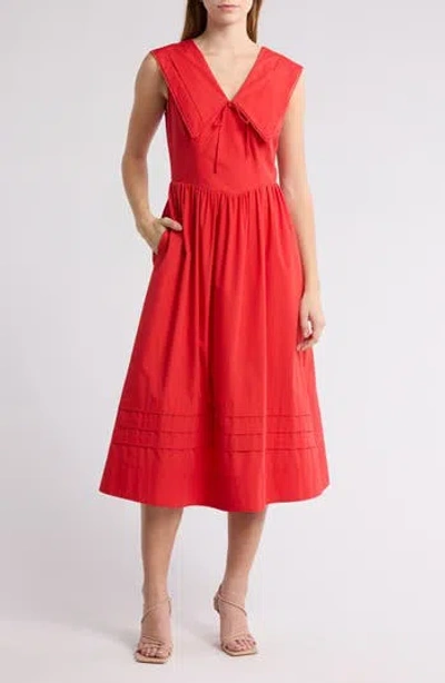 Mila Mae Oversize Collared Dress In Red