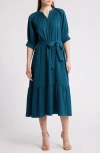 Mila Mae Ruffle Hem Dress In Teal