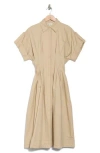 Mila Mae Short Sleeve A-line Shirtdress In Taupe