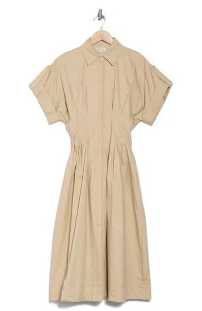 Mila Mae Short Sleeve A-line Shirtdress In Taupe