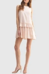 Mila Mae Sleeveless Ruffle A-line Minidress In Neutral