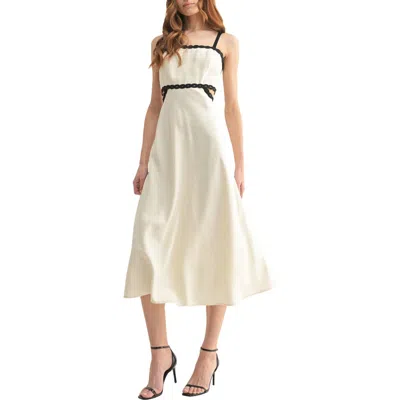 Mila Mae Soutache Trim Cutout A-line Dress In Cream Black