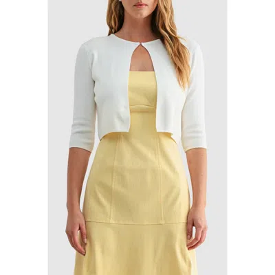 Mila Mae Three-quarter Sleeve Crop Bolero In White