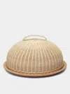 Mila Maurizi Calla Handwoven Wicker And Wood Domed Cheese Plate In Brown