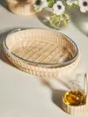 Mila Maurizi Camelia Handwoven Wicker And Glass Baking Dish  Abask Luxury Gift
