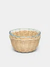 Mila Maurizi Campanula Handwoven Wicker And Glass Dessert Bowl In Brown