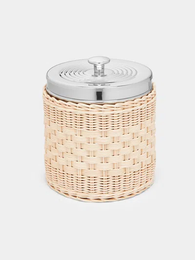 Mila Maurizi Iris Handwoven Wicker And Steel Ice Bucket  Abask Luxury Gift In Transparent